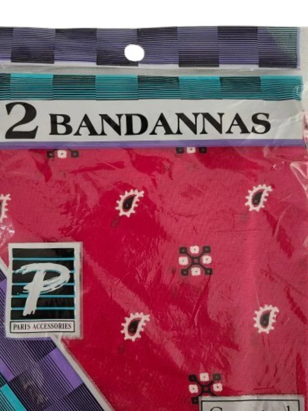 Vintage 2 Pack XL Red Bandanas Paris Accessories 100% Natural Cotton NEW